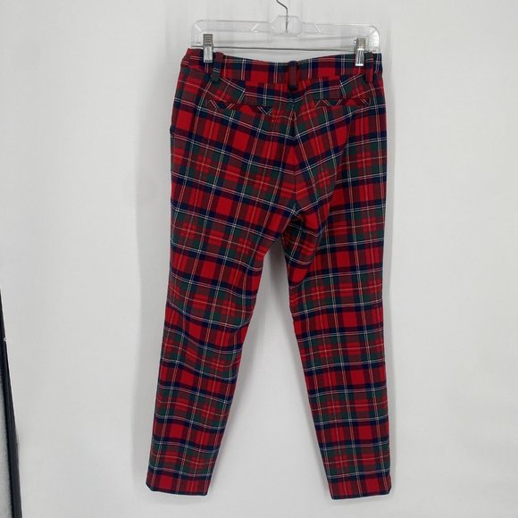 Vineyard Vines Pants Women’s 2 red tartan plaid christmas holiday straight leg - Picture 7 of 7